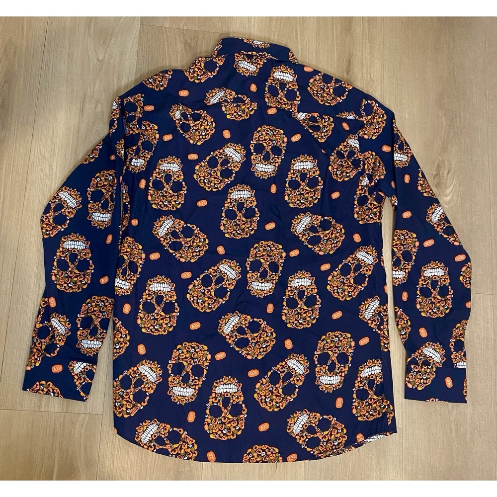 Simon Banks Men's Halloween Skull Print Button Down Shirt Size M‎